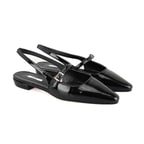 Kadın Siyah Ayarlanabilir Tokalı Deri Babet