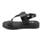 Kadın Siyah Ayarlanabilir Tokalı Deri Sandalet