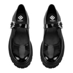 Kadın Siyah Ayarlanabilir Tokalı Deri Günlük Ayakkabı