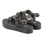 Kadın Siyah Ayarlanabilir Tokalı Deri Sandalet