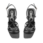 Kadın Siyah Ayarlanabilir Tokalı Deri Sandalet