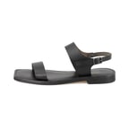 Kadın Siyah Ayarlanabilir Tokalı Deri Sandalet