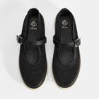 Kadın Siyah Ayarlanabilir Tokalı File Detaylı Ayakkabı