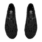 Kadın Siyah Ayarlanabilir Tokalı Hasır Babet