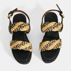 Kadın Siyah Ayarlanabilir Tokalı Hasır Detaylı Sandalet