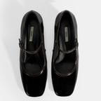 Kadın Siyah Ayarlanabilir Tokalı Kalın Topuklu Klasik Ayakkabı