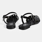 Kadın Siyah Ayarlanabilir Tokalı Rugan Sandalet