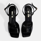 Kadın Siyah Ayarlanabilir Tokalı Rugan Topuklu Sandalet