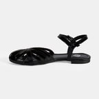 Kadın Siyah Ayarlanabilir Tokalı Rugan Sandalet