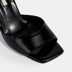 Kadın Siyah Ayarlanabilir Tokalı Rugan Topuklu Sandalet