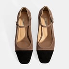 Kadın Siyah Ayarlanabilir Tokalı Süet Topuklu Ayakkabı