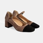 Kadın Siyah Ayarlanabilir Tokalı Süet Topuklu Ayakkabı