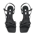 Kadın Siyah Ayarlanabilir Tokalı Topuklu Deri Sandalet