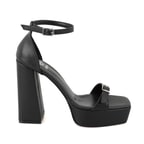 Kadın Siyah Ayarlanabilir Tokalı Topuklu Sandalet