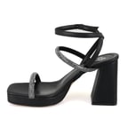 Kadın Siyah Ayarlanabilir Tokalı Topuklu Sandalet