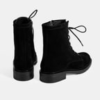 Kadın Siyah Bağcık Detaylı Süet Bot