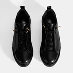 Kadın Siyah Bağcıklı Deri Günlük Ayakkabı