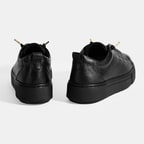 Kadın Siyah Bağcıklı Deri Günlük Ayakkabı