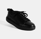 Kadın Siyah Bağcıklı Deri Günlük Ayakkabı