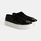 Kadın Siyah Bağcıklı Deri Günlük Ayakkabı