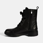 Kadın Siyah Bağcıklı Deri Postal Bot