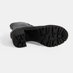 Kadın Siyah Bağcıklı Kalın Topuklu Deri Bot