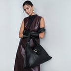 Kadın Siyah Cüzdan Aksesuarlı Deri Omuz Çantası