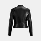 Kadın Siyah Deri Biker Ceket