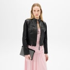 Kadın Siyah Deri Biker Ceket