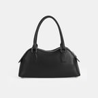 Kadın Siyah Deri Çanta Aksesuarlı Büyük Omuz Çantası