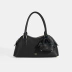 Kadın Siyah Deri Çanta Aksesuarlı Büyük Omuz Çantası