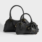 Kadın Siyah Deri Çanta Aksesuarlı Büyük Omuz Çantası