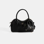 Kadın Siyah Deri Çanta Aksesuarlı Mini El Çantası