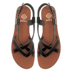 Kadın Siyah Deri Sandalet