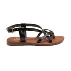 Kadın Siyah Deri Sandalet