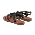 Kadın Siyah Deri Sandalet