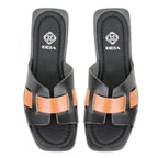 Kadın Siyah Deri Terlik