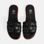 Kadın Siyah Deri Terlik