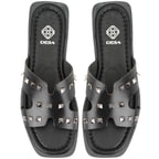 Kadın Siyah Deri Terlik