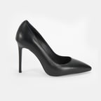 Kadın Siyah Deri Topuklu Klasik Ayakkabı