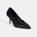 Kadın Siyah Deri Topuklu Klasik Ayakkabı