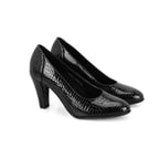 Kadın Siyah DesaComfort Kroko Baskılı Deri Klasik Ayakkabı