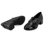 Kadın Siyah DesaComfort Topuklu Deri Loafer