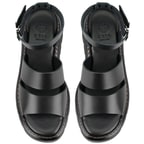 Kadın Siyah Dolgu Tabanlı Deri Sandalet