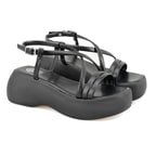 Kadın Siyah Dolgu Tabanlı Sandalet