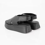 Kadın Siyah Dolgu Topuklu Deri Sandalet