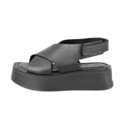 Kadın Siyah Dolgu Topuklu Deri Sandalet