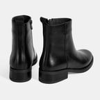 Kadın Siyah Fermuarlı Deri Bot