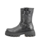 Kadın Siyah Fermuarlı Deri Bot