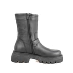 Kadın Siyah Fermuarlı Deri Bot